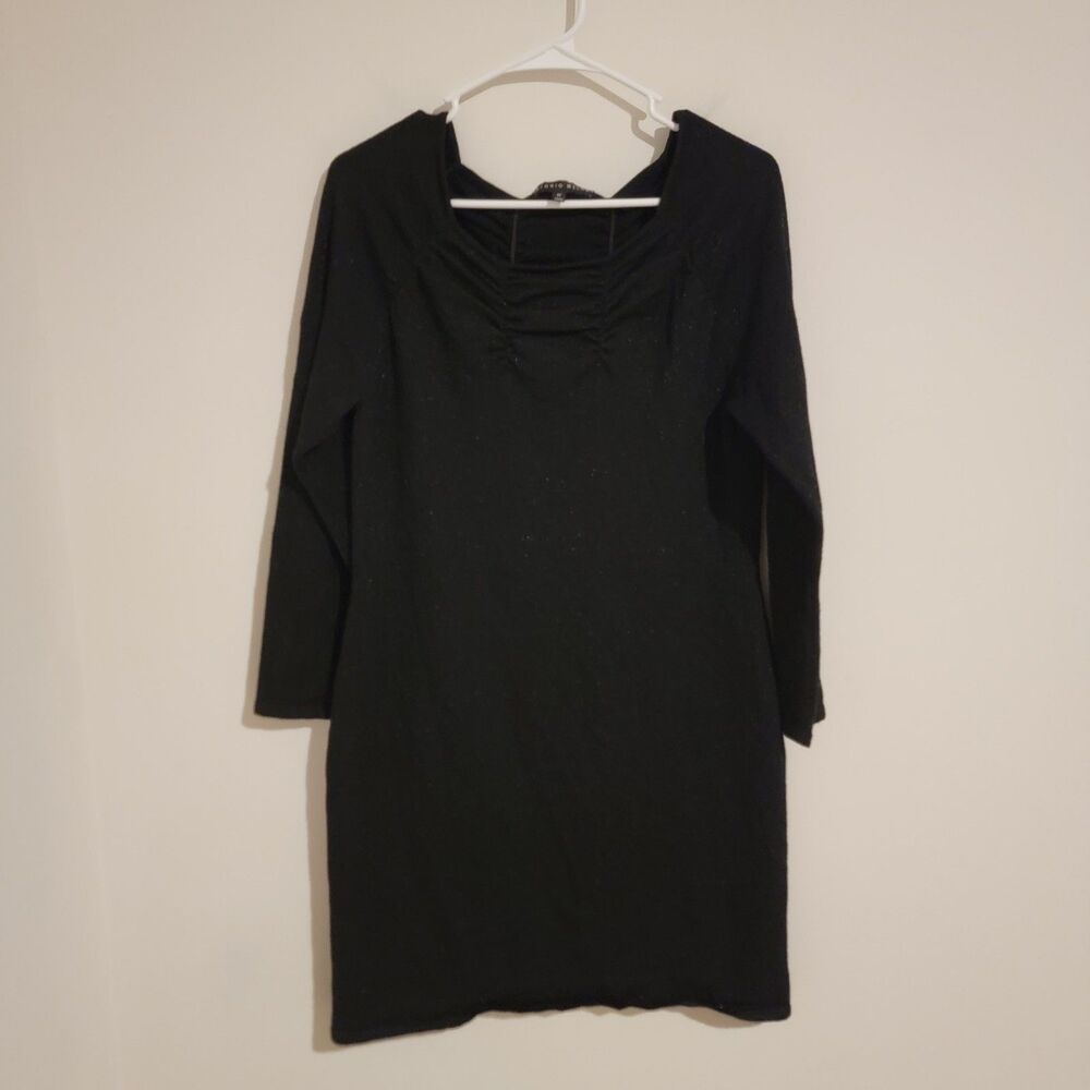 Antonio‎ Melani Womens Sweater Dress Midi Size Medium Black Glitter Whimsigoth